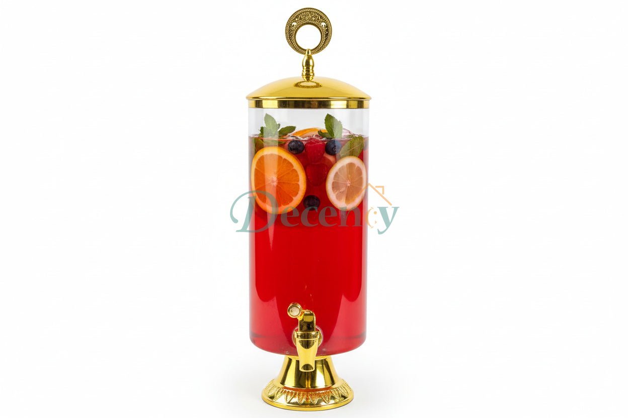 European Style Glass Beverage Dispensers with Gold Color Lid 3.5L