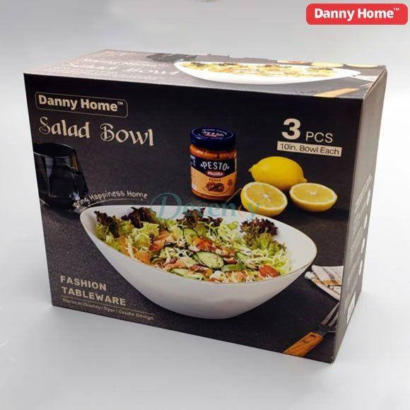 Danny Home Ceramic Gold Line Serving Bowl Set (3 Pcs, 10 Inch)