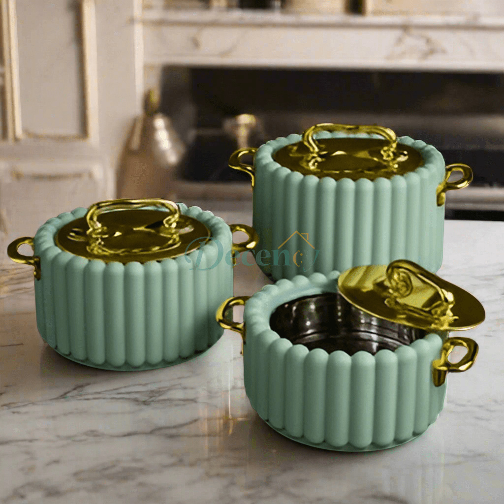 Elegantia Quilted Hotpot Set – 3-Piece Premium Insulated (Green)