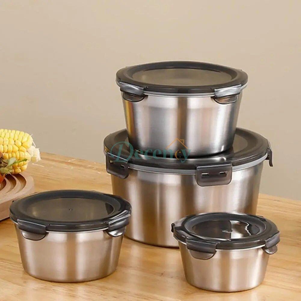 4 pcs stainless steel box set with look.