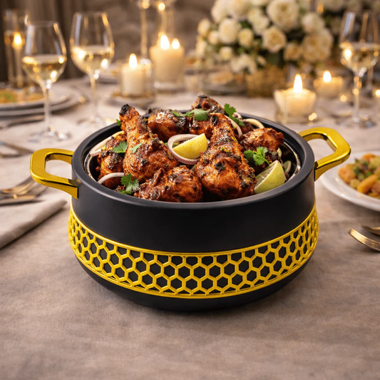 3-Piece Luxury Hot Pot Set - Black & Golden