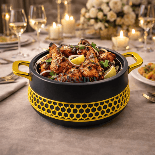 3-Piece Luxury Hot Pot Set - Black & Golden