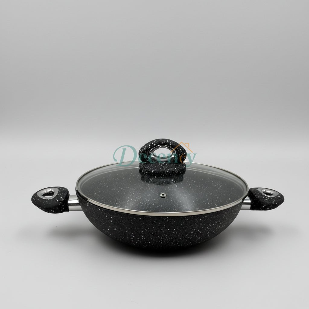 Baroly Imported Granite Non-Stick Wok with Glass Lid