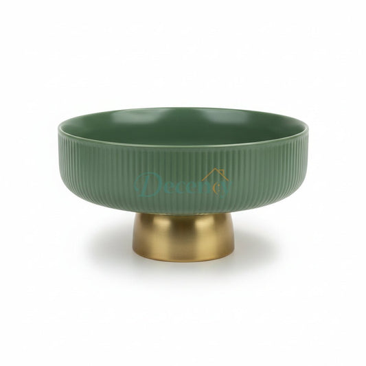 Ceramic Fruit Bowl with Gold Metal Base