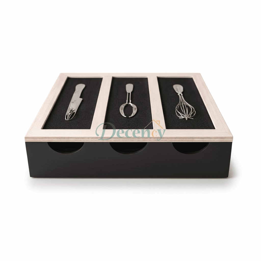 Luxury Wooden Cultery Holder With Glass Window
