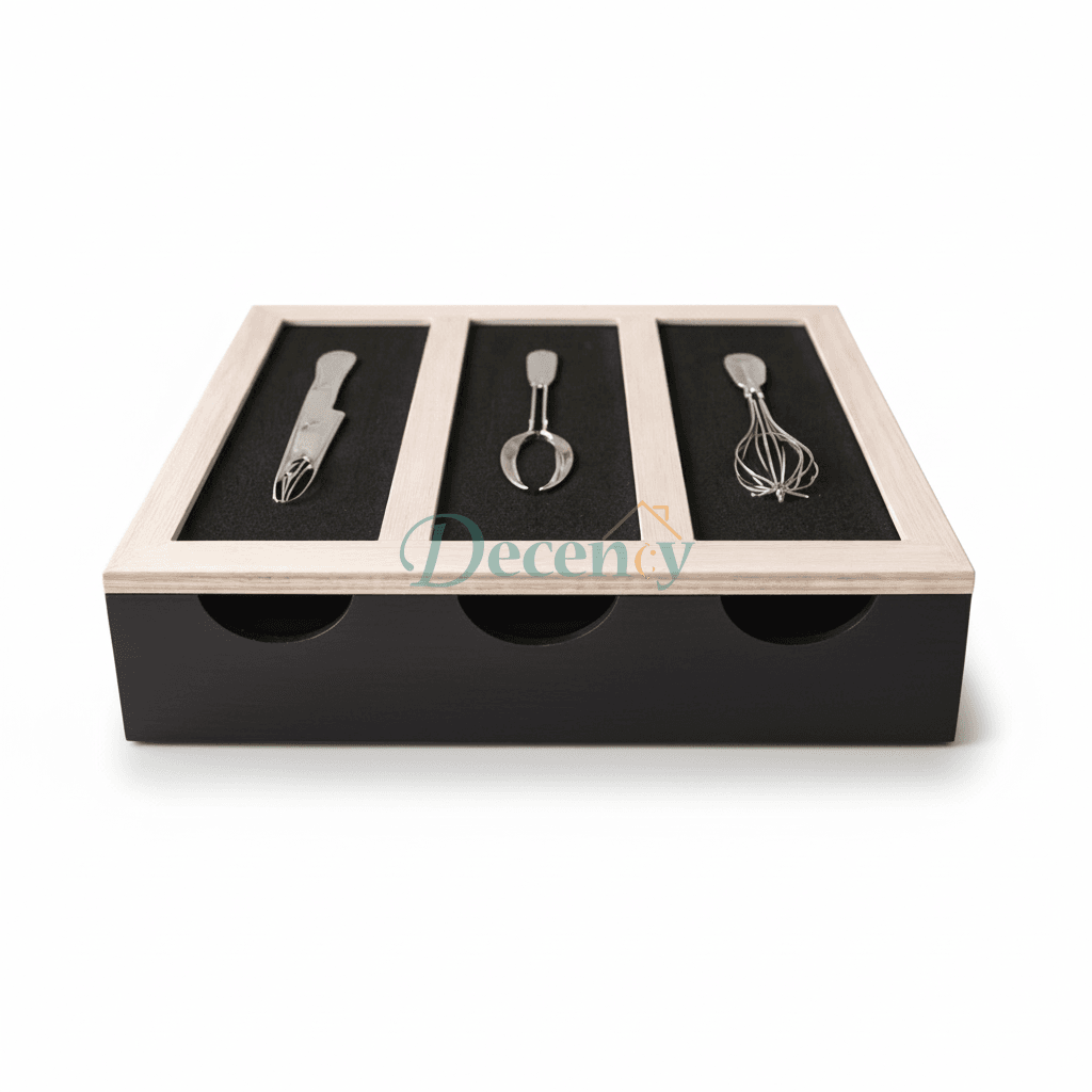 Luxury Wooden Cultery Holder With Glass Window