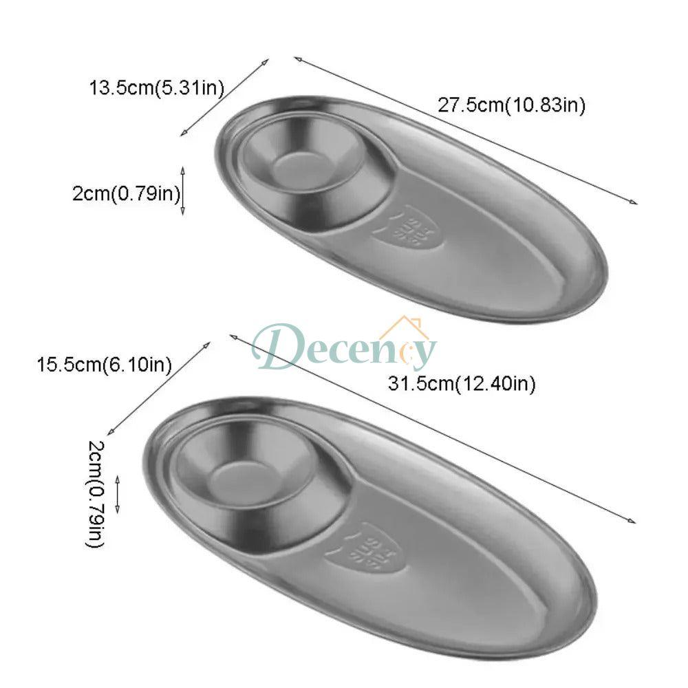 Stainless Steel Golden Oval Dinner & Dipping Plate