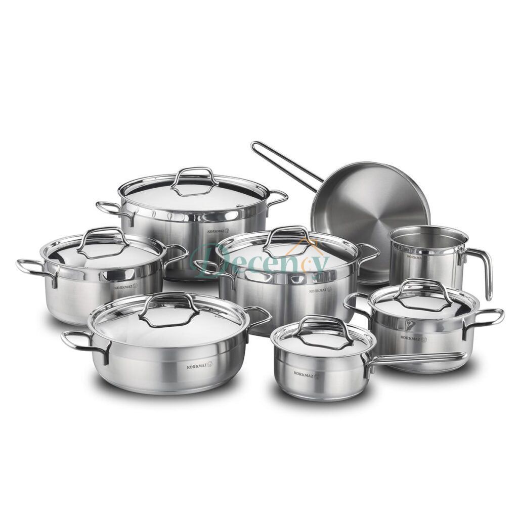 Korkmaz Alfa Grande 14 Pcs Stainless Steel Cookware Set