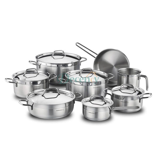 Korkmaz Alfa Grande 14 Pcs Stainless Steel Cookware Set