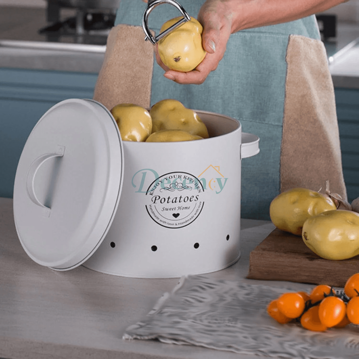 3 Pcs Retro Metal Potato Garlic Onion Storage Containers with 360° Ventilation System