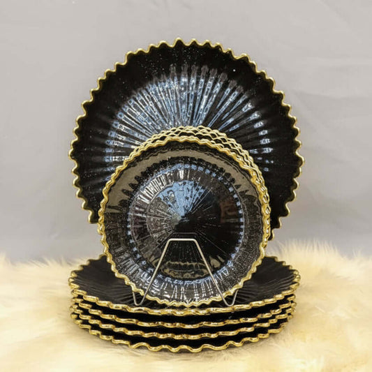 7 Pcs Glass Turkish Cake Set - Black