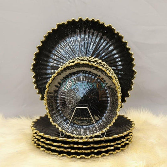 7 Pcs Glass Turkish Cake Set - Black