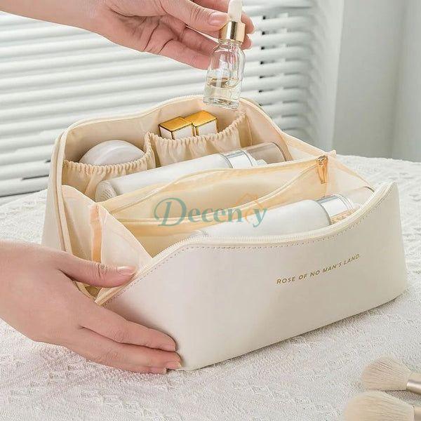 Large Capacity Leather Cosmetic Bag