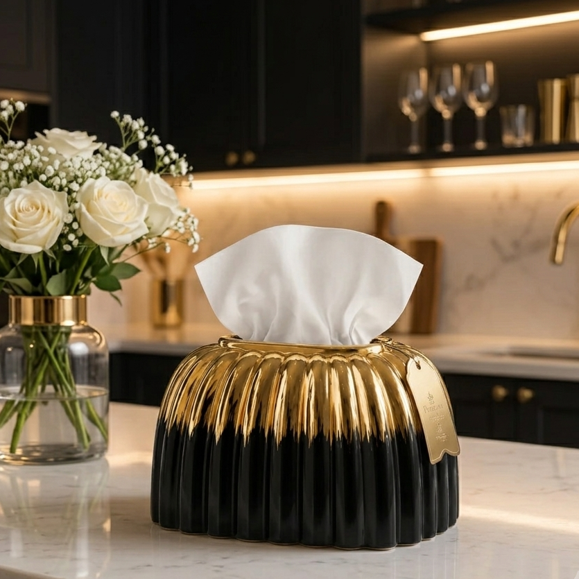 Elegant faux leather tissue box cover ideal for Pakistani drawing room deco