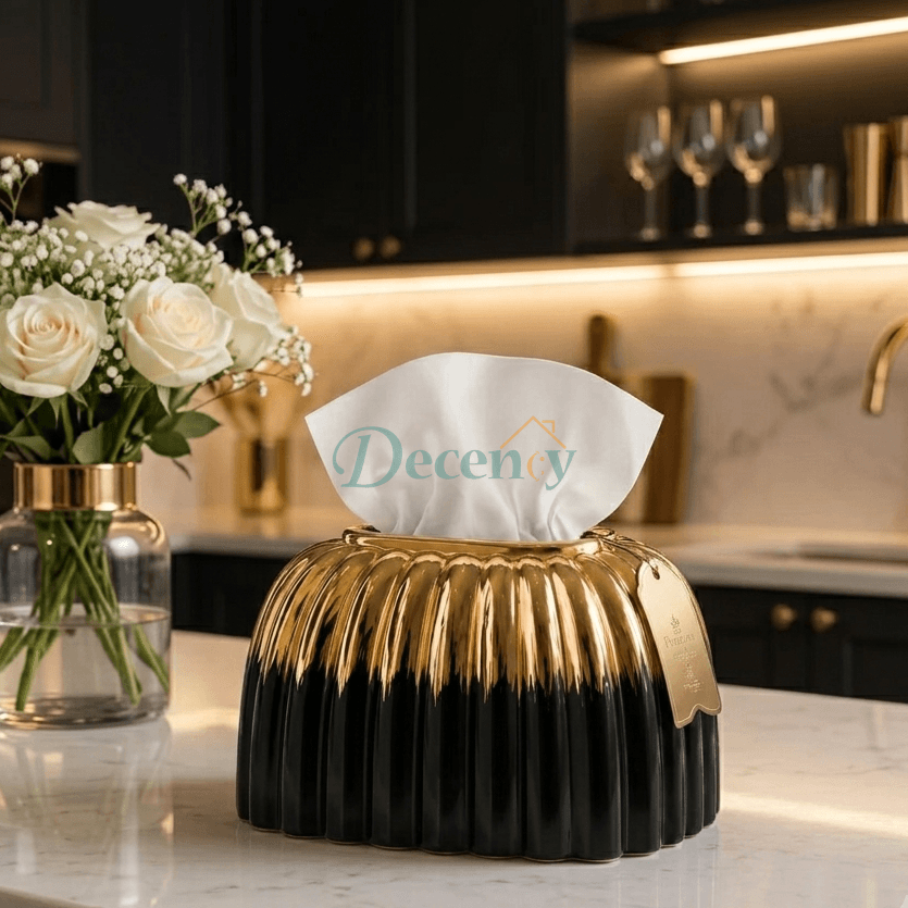 Elegant faux leather tissue box cover ideal for Pakistani drawing room deco