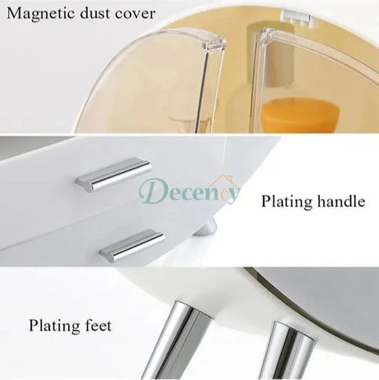 Round Transparent Cosmetic Display Box With 3 Drawers Storage Box - Decency