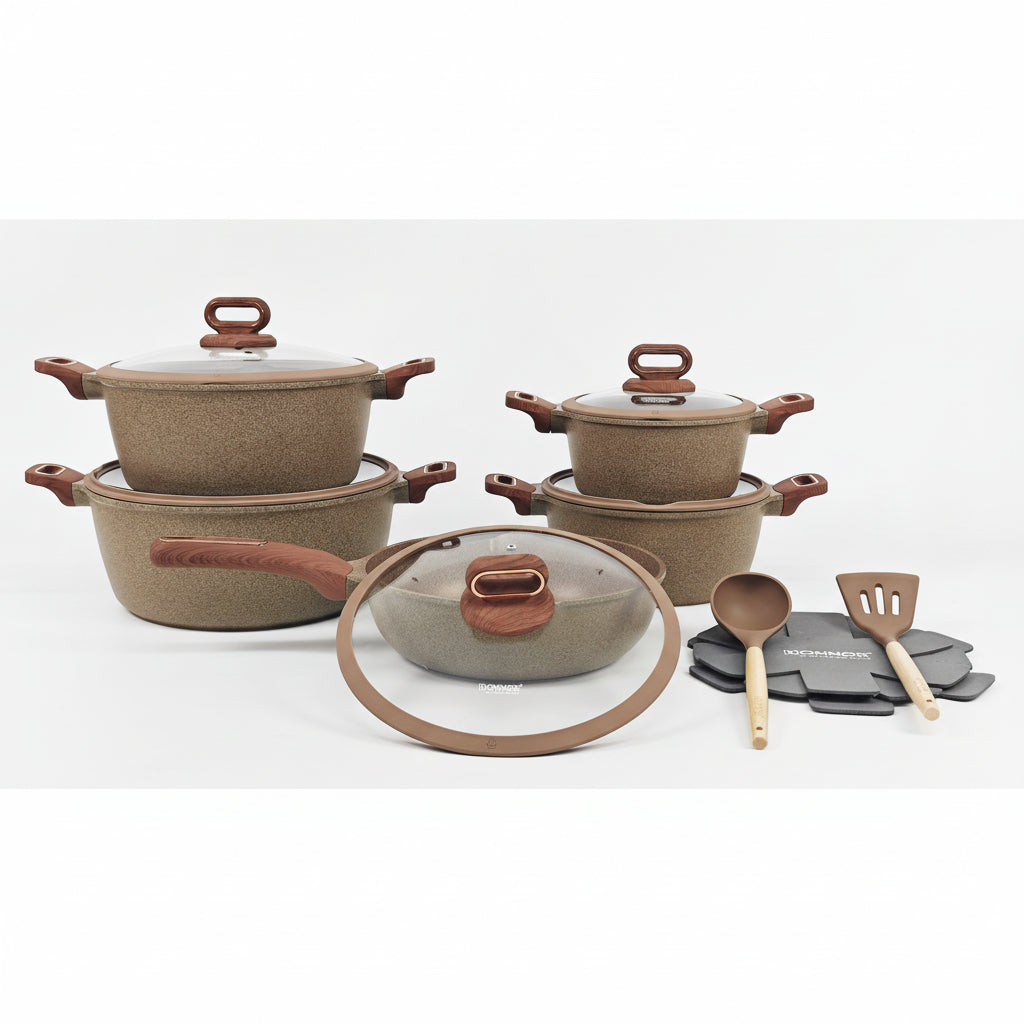 15-Pcs Non-Stick Cookware Set | Donnor Brown