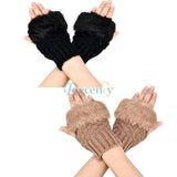 Winter Gloves For Women Woolen Half Finger