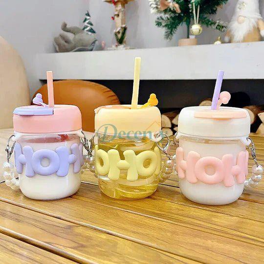 350 ML Glass Tumbler with a Pearl Chain Belt