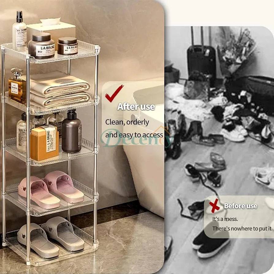 5 Layer Transparent Acrylic Shoe Rack & Multi-Purpose Storage Stand