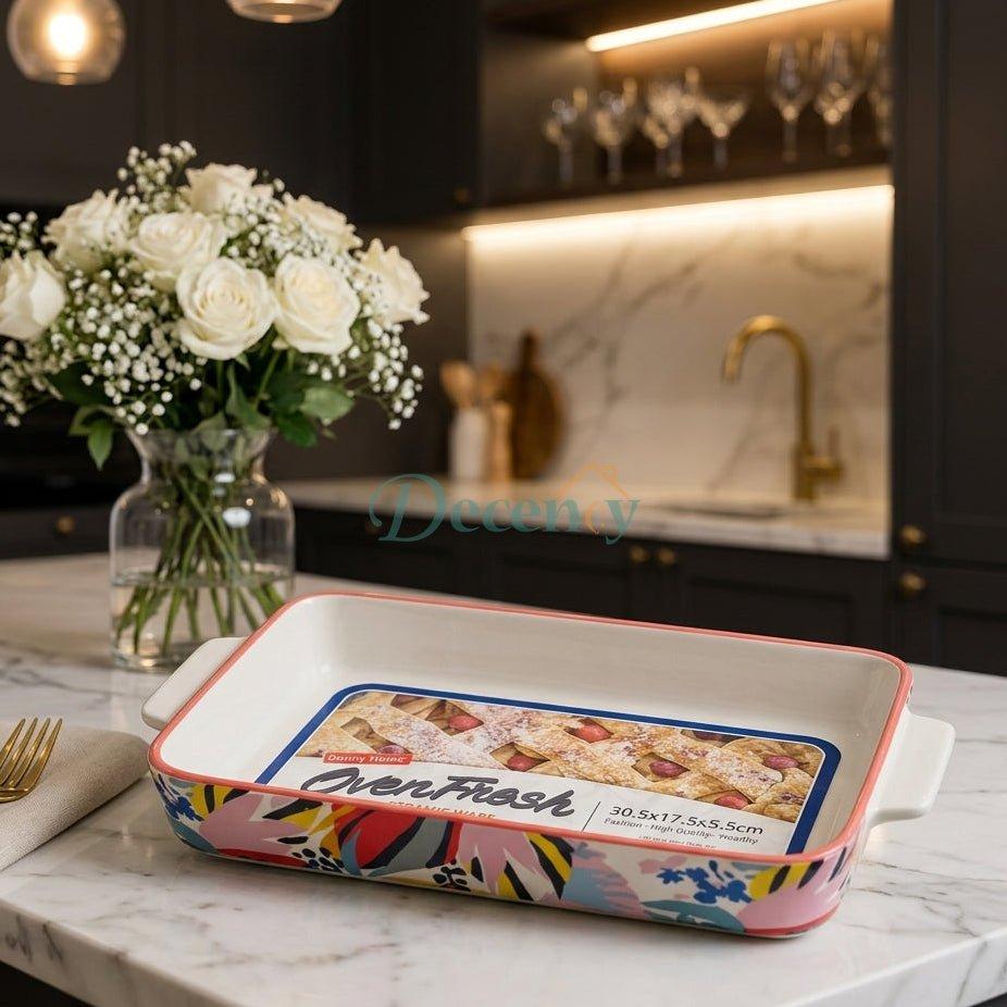 Danny Home Ceramic Baking Dish - Rectangular Ovenproof Bakeware
