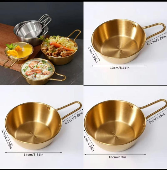 Korean Stainless Steel Gold Makgeolli Bowl with Handle