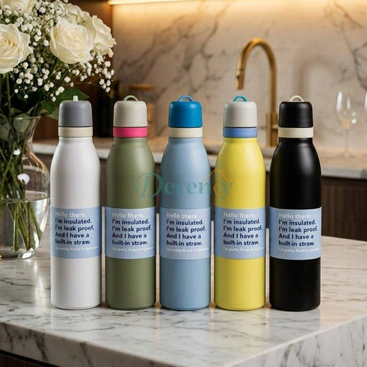 MSZM Stainless Steel Water Bottle 700ml – Insulated Leakproof Straw Bottle