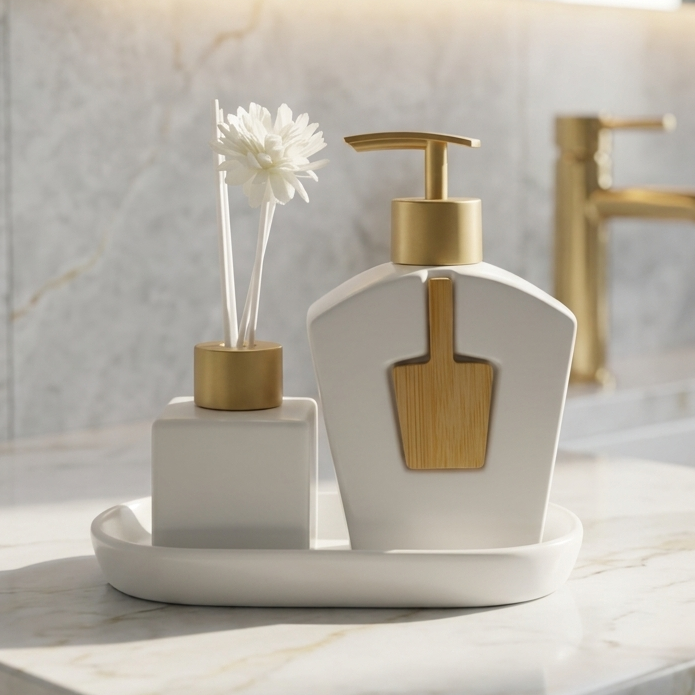 Luxury Ceramic Bathroom Accessories Set - Multi-Design Variants