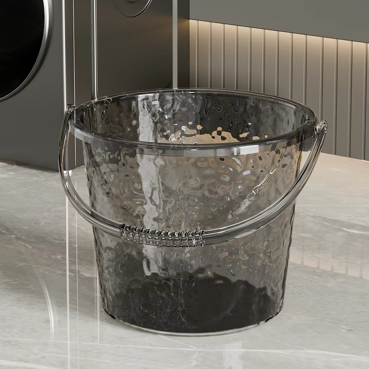 Transparent Hammered Texture Plastic Water Bucket