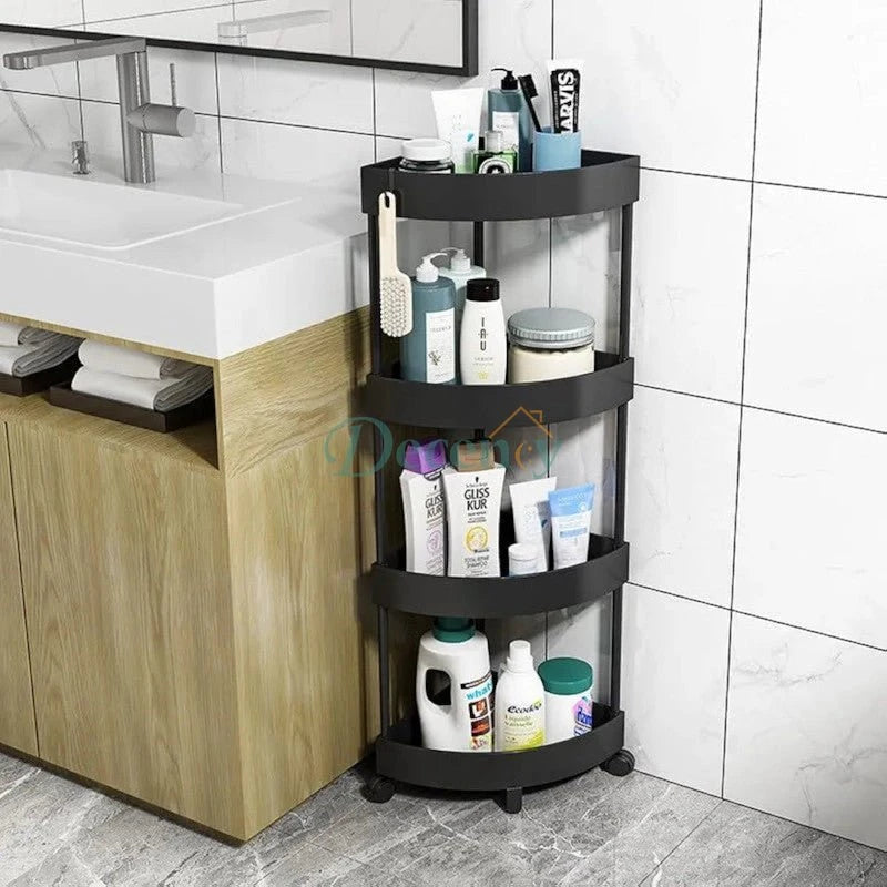 Multipurpose Layer Corner Rack Plastic & Metal Rod (4 Layer)