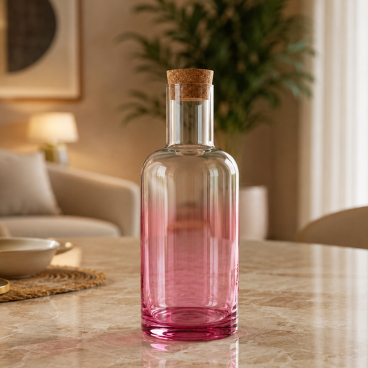 Danny Home Pink Gradient Glass Bottle with Cork Lid - 1520ml