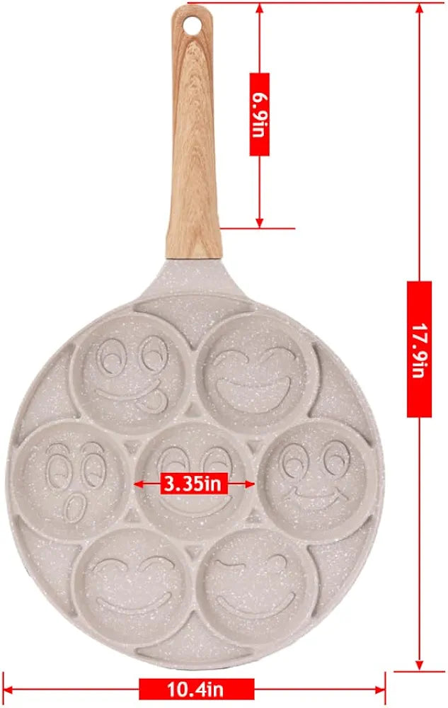 Non-Stick Smiley Face Mini Pancake Pan - 7 Mold Breakfast Tawa