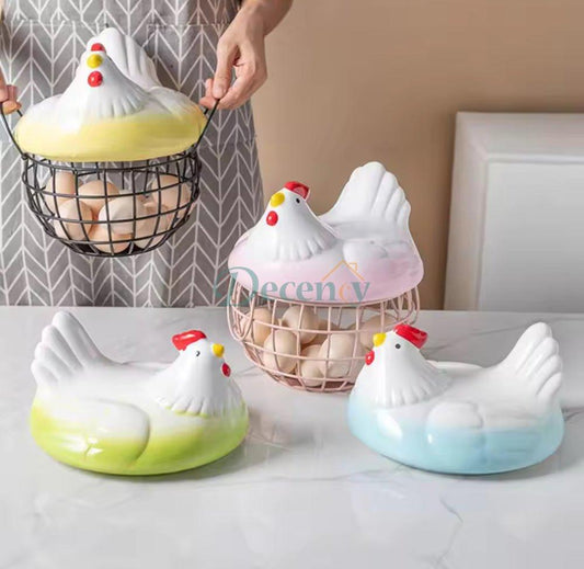 Egg Storage Basket Metal Wire Kitchen Counter Organizer