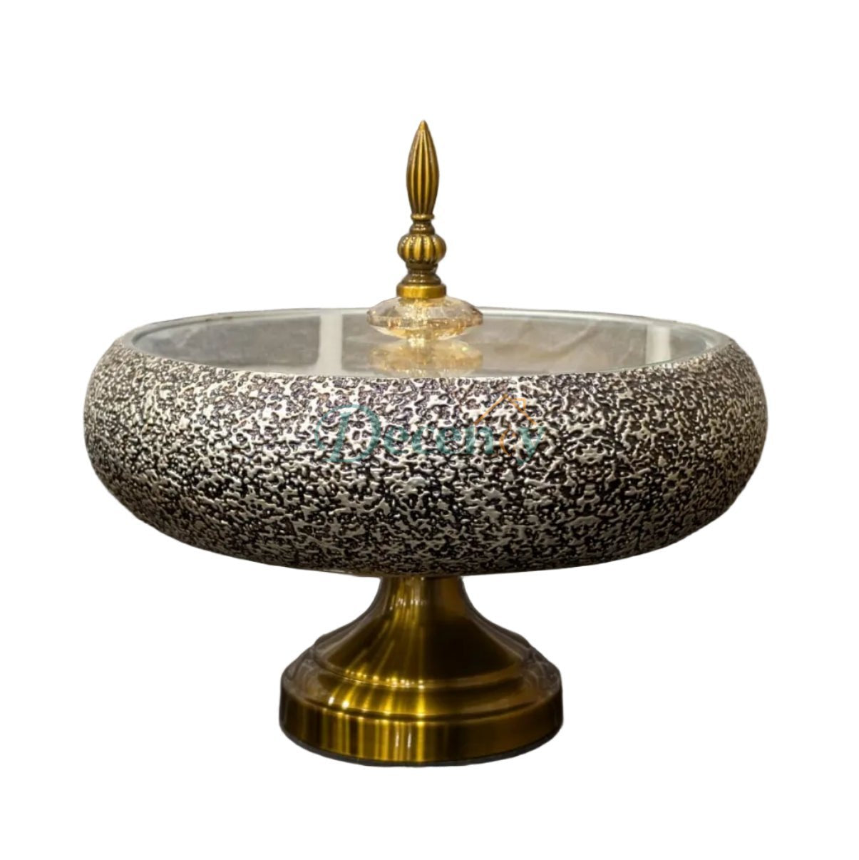 Royal Crystal Textured Glass Candy Jar with Lid