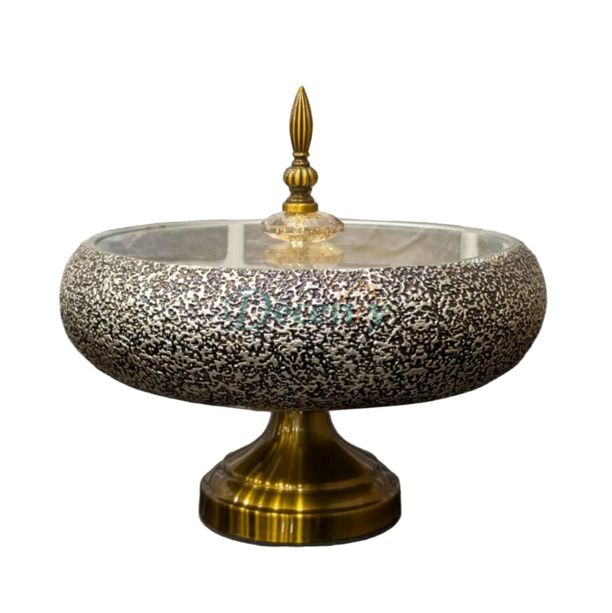 Royal Crystal Textured Glass Candy Jar with Lid