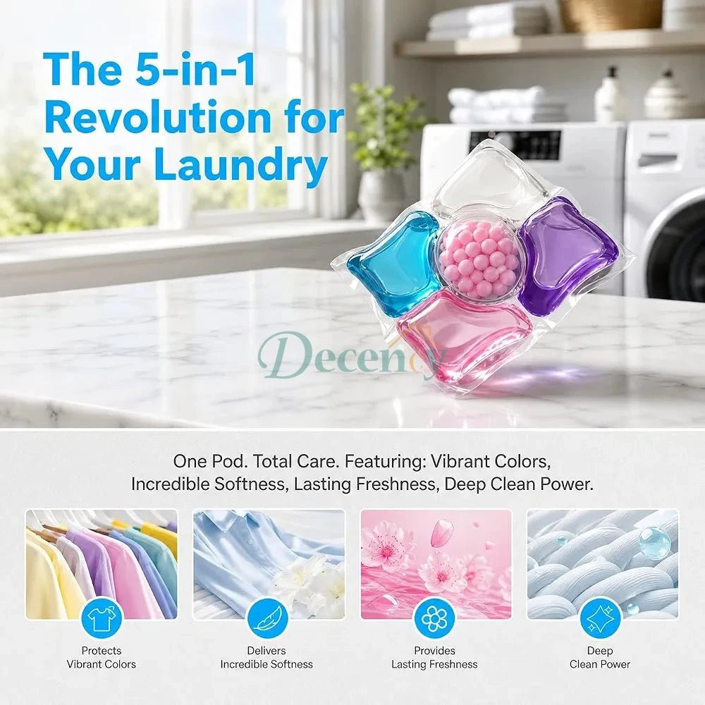 5-in-1 Laundry Detergent Pods – Deep Clean, Softener & Scent Booster