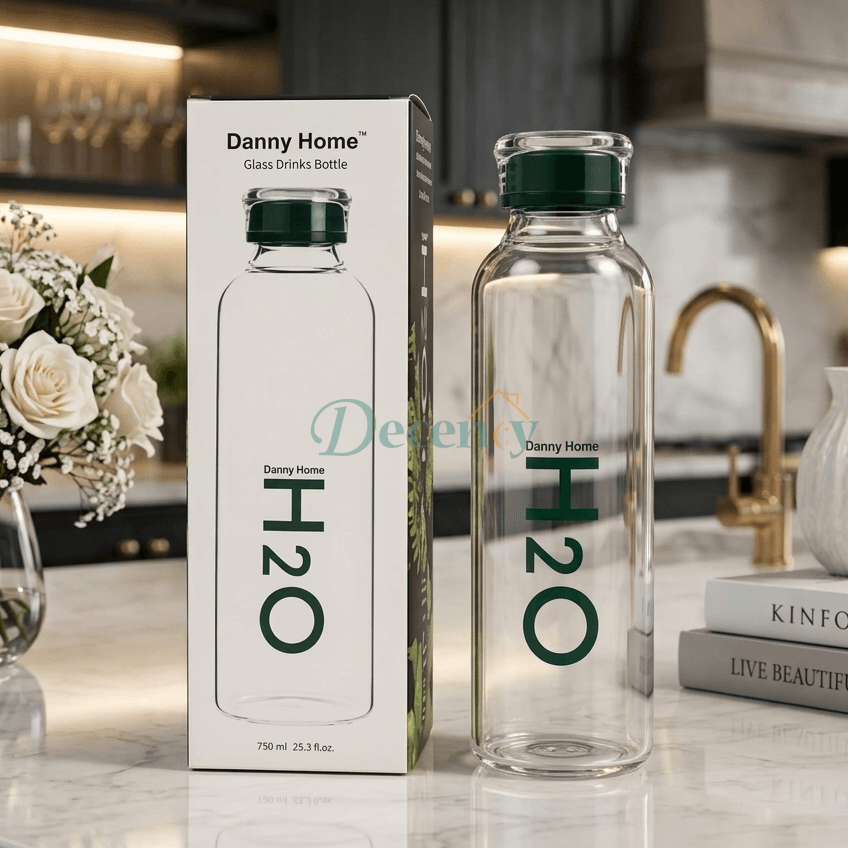 Danny Home H2O Glass Drinks Water Bottle 750ml - Green