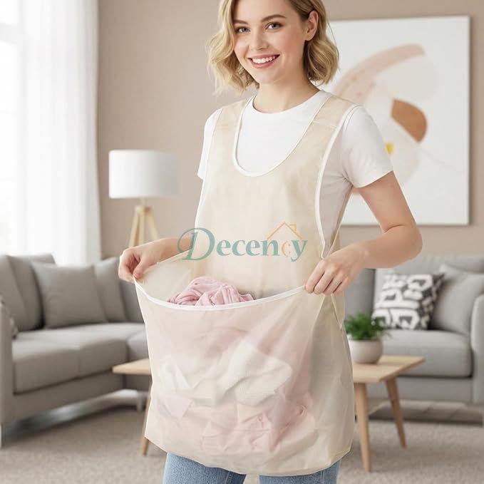 Wearable Laundry Apron Bag with Front Pouch for Pegs & Clothes