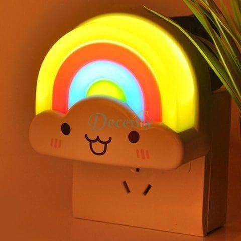 Cute Rainbow Cloud LED Night Light Plug-In for Kids Room