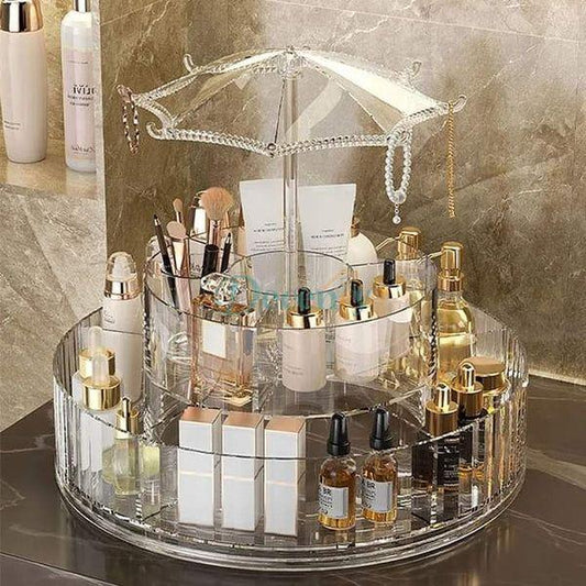 Acrylic 360 rotating cosmetic + jewellery organizer