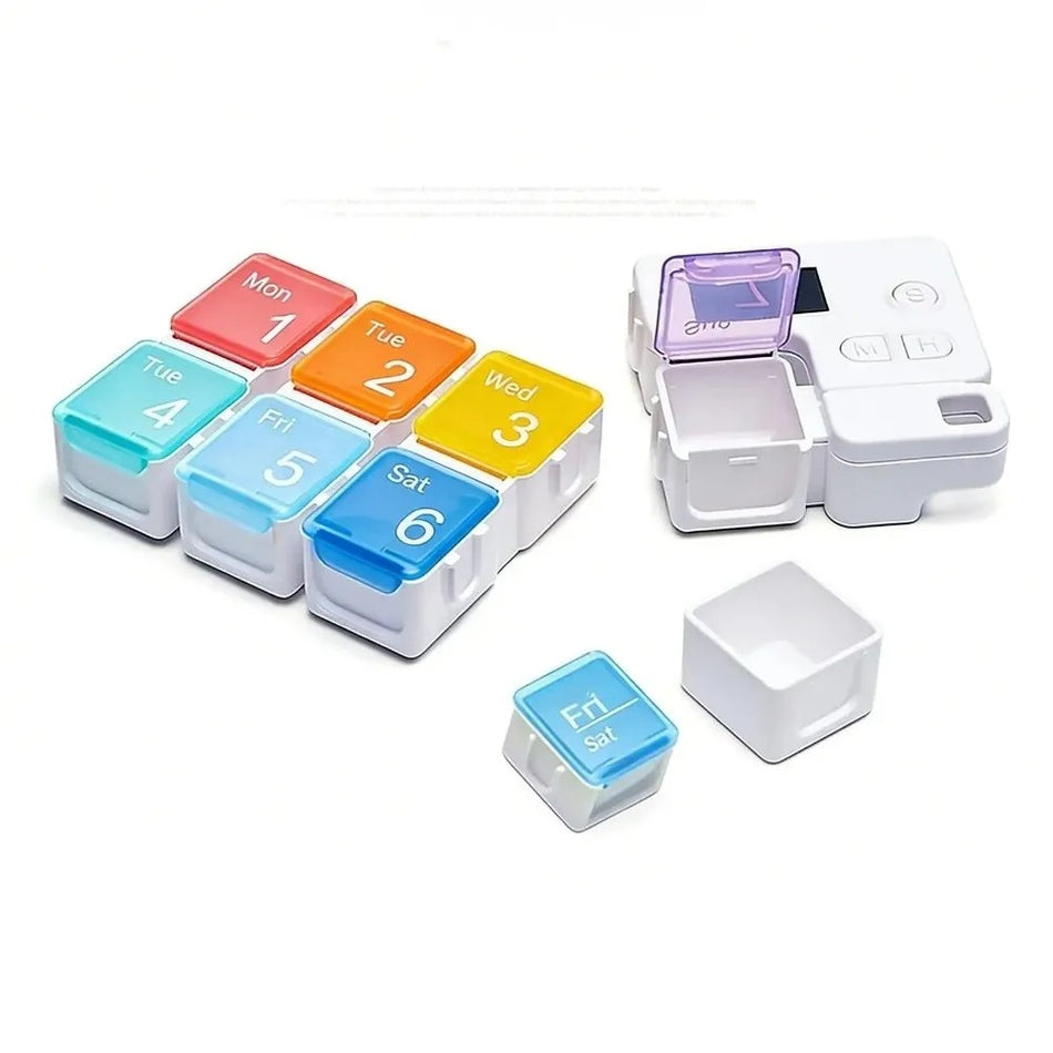 7-Day Smart Pill Organizer Box with Digital Alarm Timer Reminder