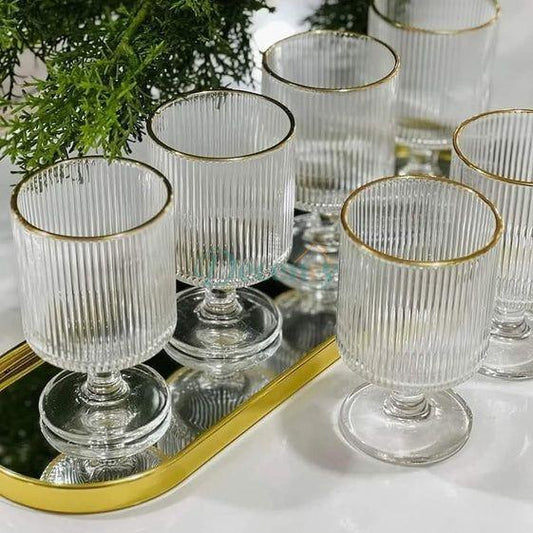 Ripple Crystal Lining Gold Rim Tumbler Set of 6