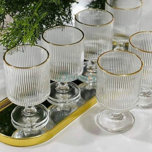 Ripple Crystal Lining Gold Rim Tumbler Set of 6