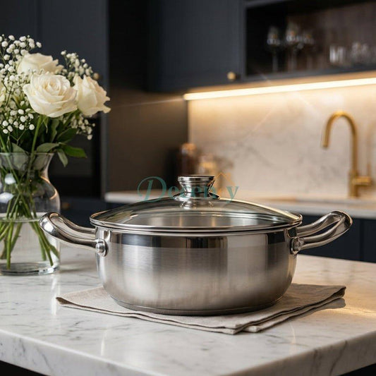 Premium Stainless Steel Cooking Pot with Glass Lid