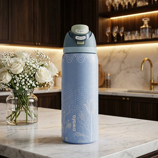 Owala 32oz Studded Garden Blue Water Bottle