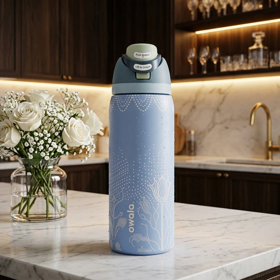 Owala 32oz Studded Garden Blue Water Bottle