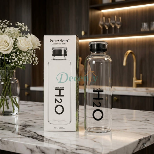 Danny Home H2O Glass Drinks Water Bottle 750ml - Black