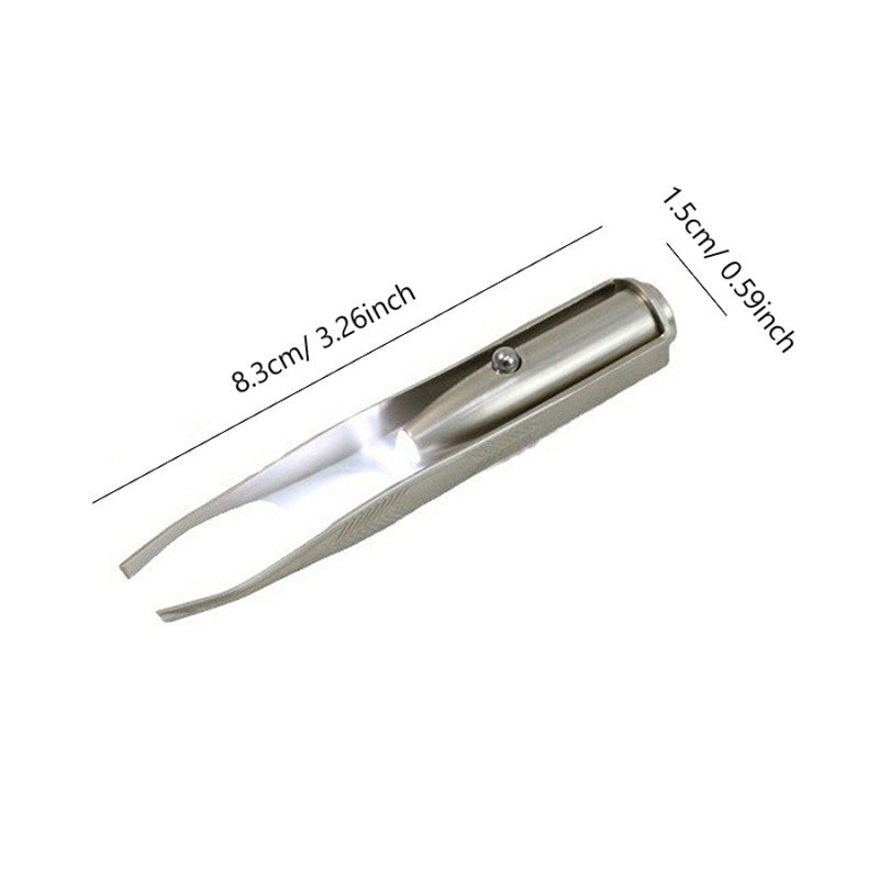 Precision Stainless Steel LED Tweezers for Eyebrows & Facial Hair