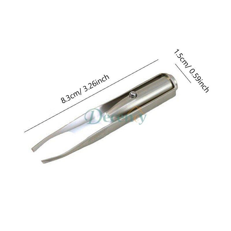 Precision Stainless Steel LED Tweezers for Eyebrows & Facial Hair
