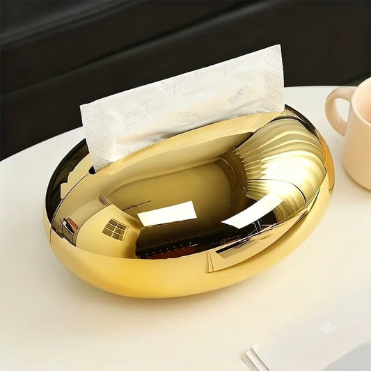 Luxury Gold Oval Tissue Box Cover for Home & Office